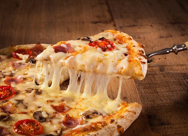 Slice of hot pizza